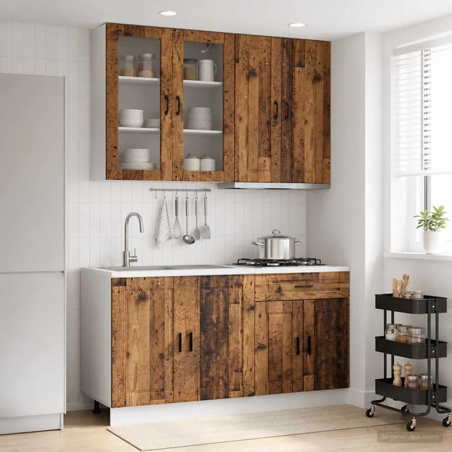 Unité de cuisine PORTO 4 pcs Bois ancien Bois d'ingénierie