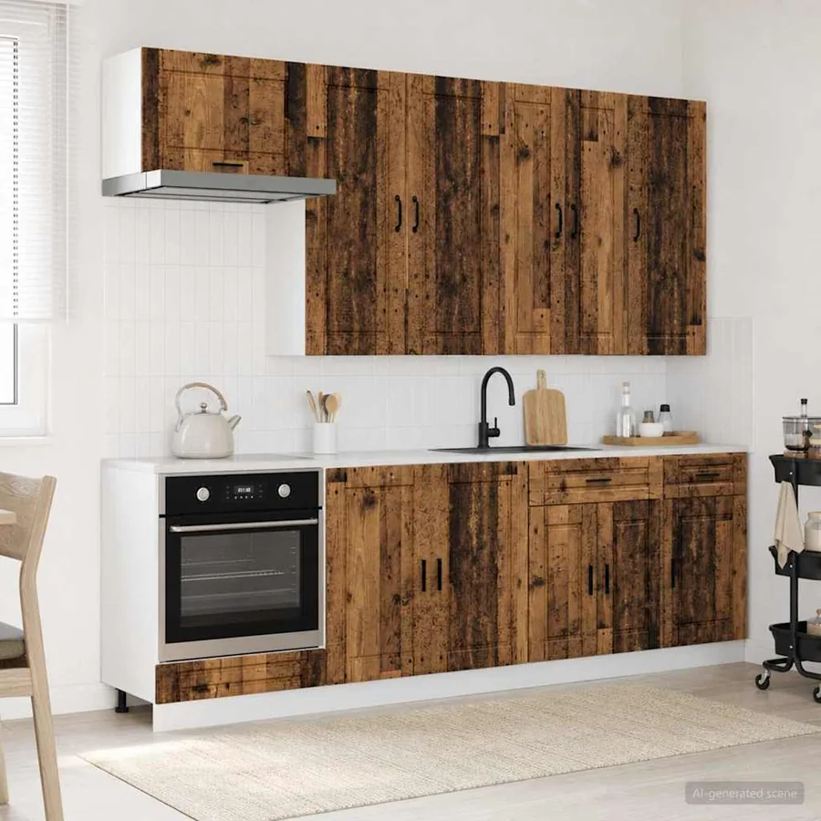 Unité de cuisine PORTO 8 pcs Bois ancien Bois d'ingénierie