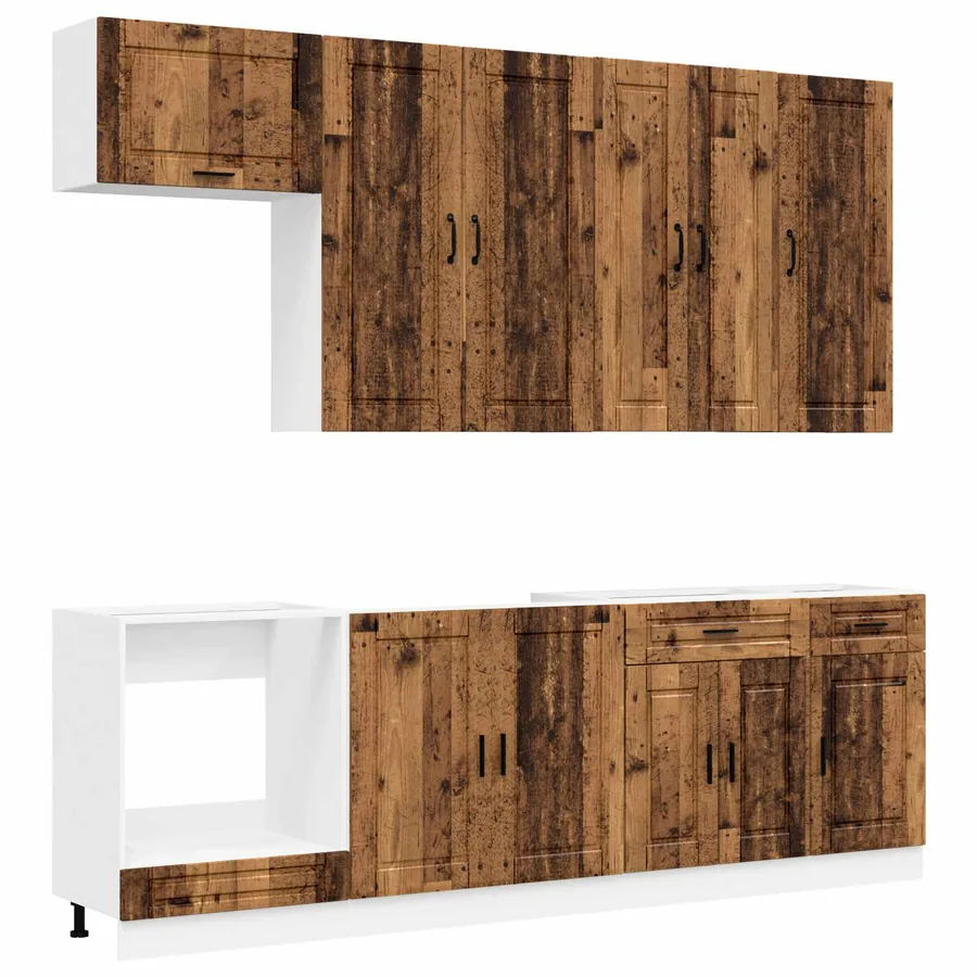 Unité de cuisine PORTO 8 pcs Bois ancien Bois d'ingénierie - 2