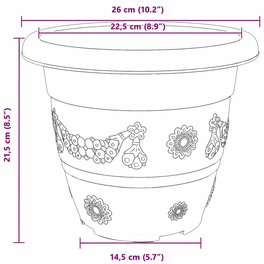 Pot à fleurs rond 24 pcs Rouge brique Ø 26 x 21,5 cm Plastique - 9