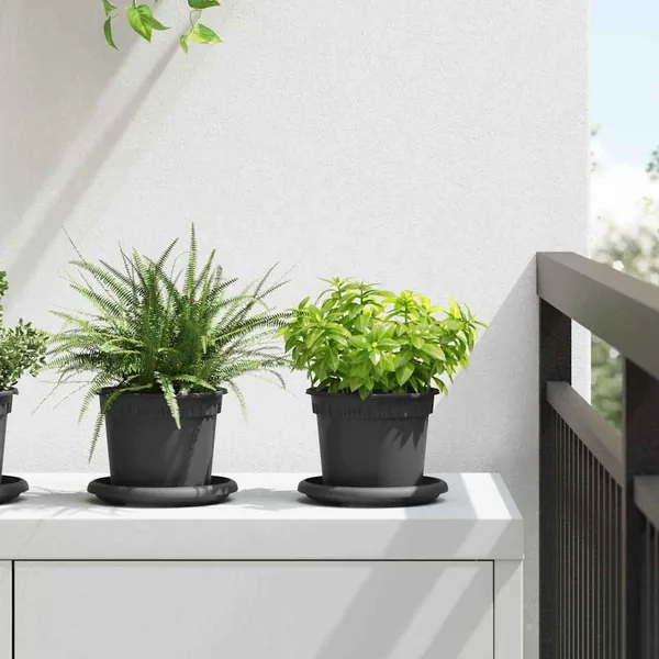 Pot à fleurs rond 6 pcs Noir Ø 12,5 x 10 cm Plastique