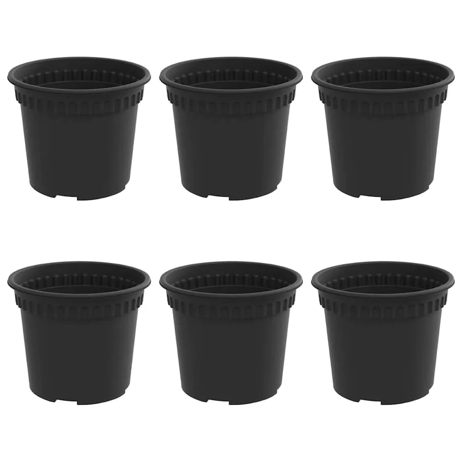 Pot à fleurs rond 6 pcs Noir Ø 12,5 x 10 cm Plastique - 2