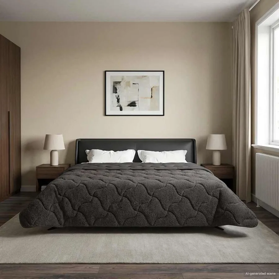 Duvet complet toute l'année Matelassé Anthracite 220 x 240 cm - 4
