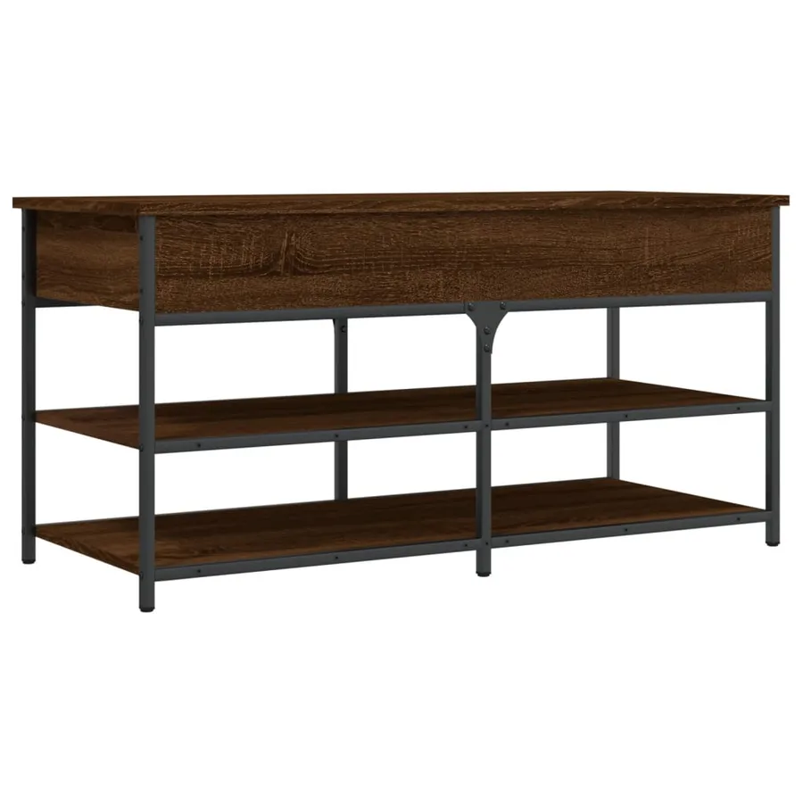 Banc à chaussures chêne marron 100x42,5x50 cm bois d'ingénierie - 2