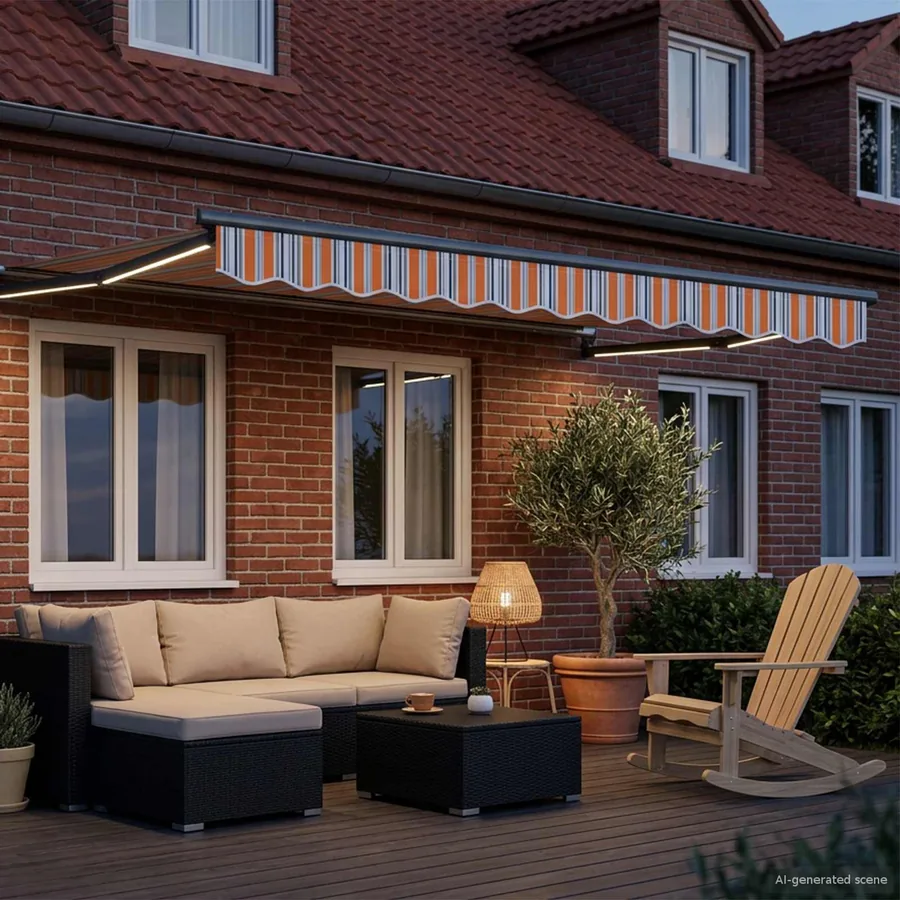 Auvent rétractable électrique Bleu et Orange 3 x 2,5 m - 3