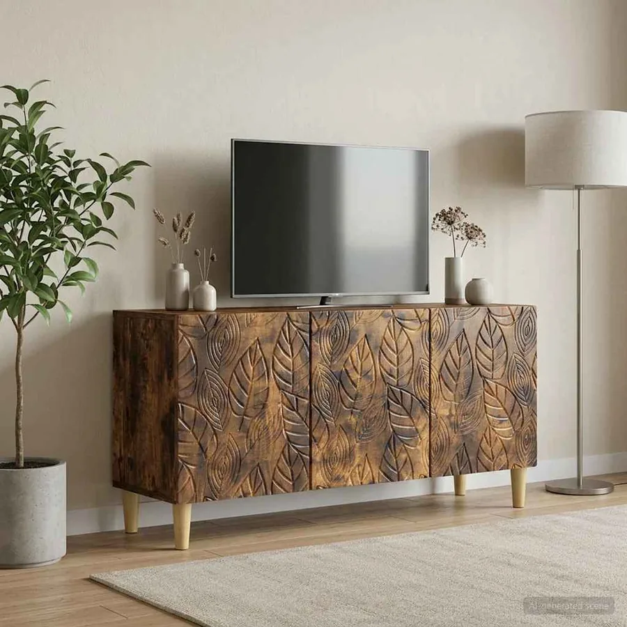 Meuble TV 99 x 34,5 x 50 cm Chêne fumé Bois d'ingénierie