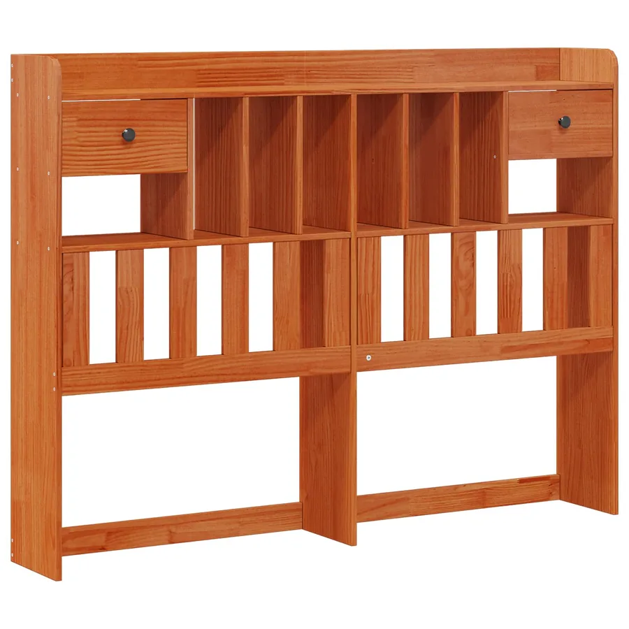 Cadre de lit bibliothèque avec tête de lit Bois de Pin Massif - 4