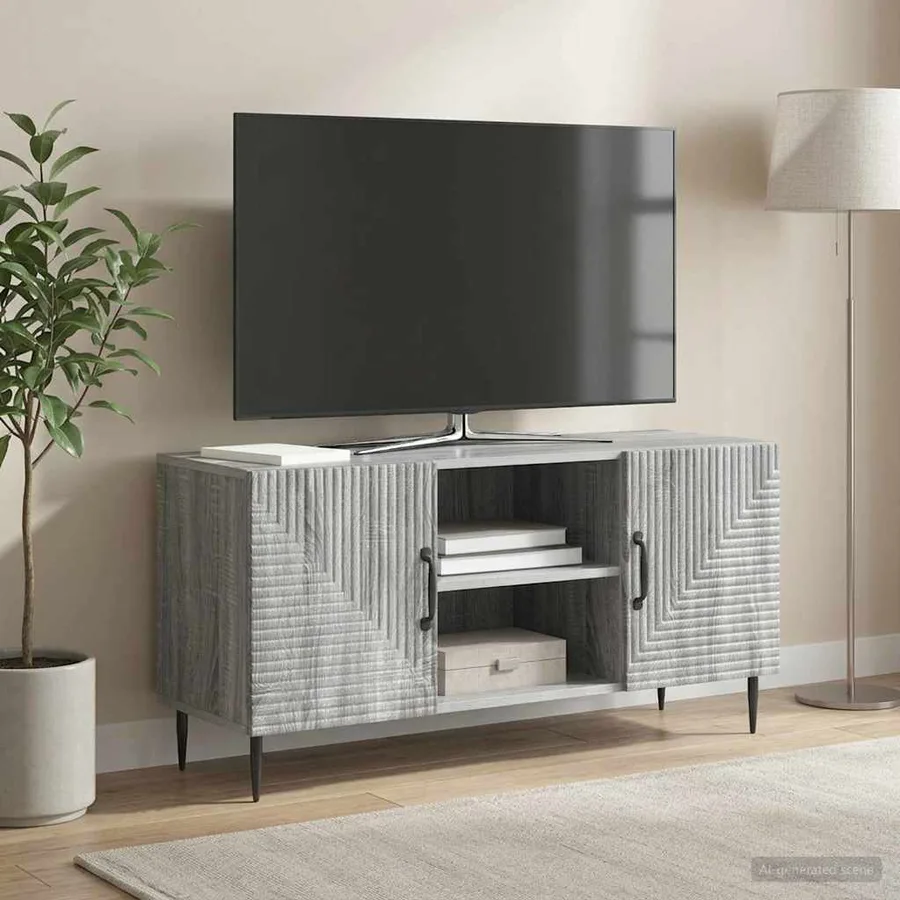 Meuble TV Sonoma gris 102 x 34,5 x 50 cm Bois d'ingénierie - 4