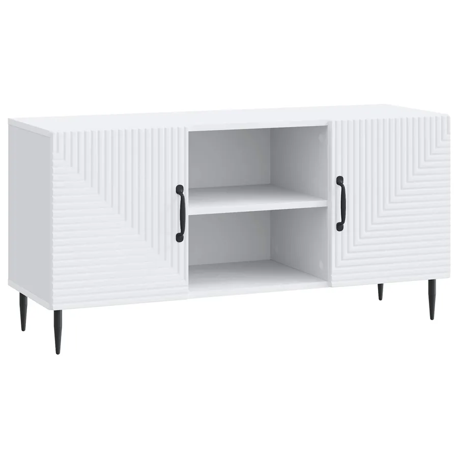 Meuble TV Blanc 102 x 34,5 x 50 cm Bois d'ingénierie - 2