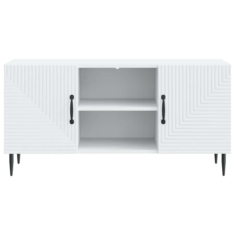 Meuble TV Blanc 102 x 34,5 x 50 cm Bois d'ingénierie - 6