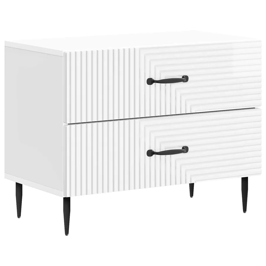 Cabinet de chevet Blanc brillant 62 x 34,5 x 47,5 cm - 2