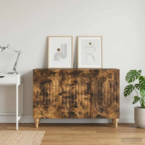 Meuble TV Chêne fumé 89 x 34,5 x 60 cm Bois d'ingénierie