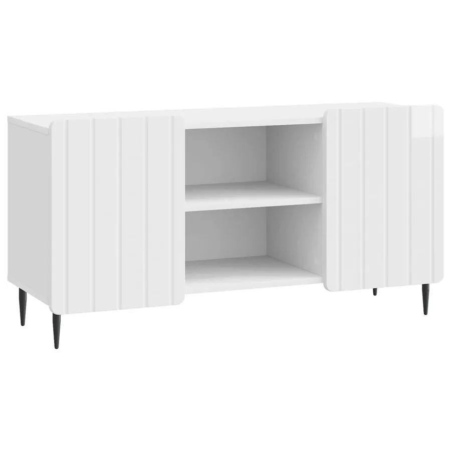 Meuble TV Blanc brillant 102 x 34,5 x 52 cm Bois d'ingénierie - 2