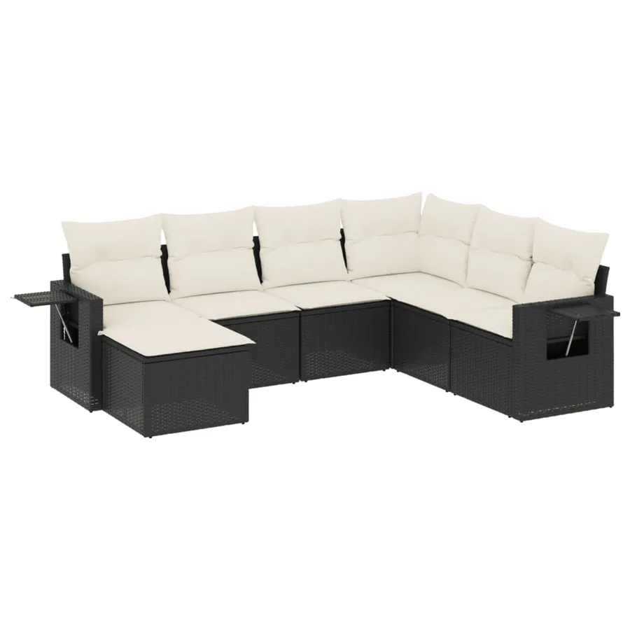 Salon de jardin 7 pcs avec coussins noir résine tressée 62 x 62 x 69 cm - 55,9 kg - 2