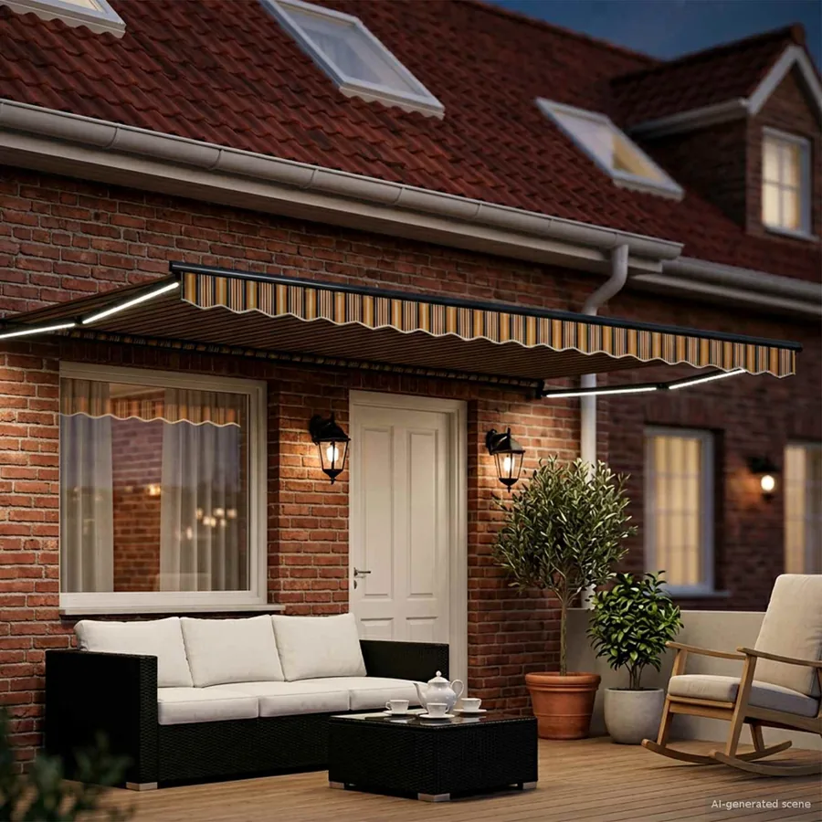 Store rétractable manuel avec LEDs 4 × 3 m - 3