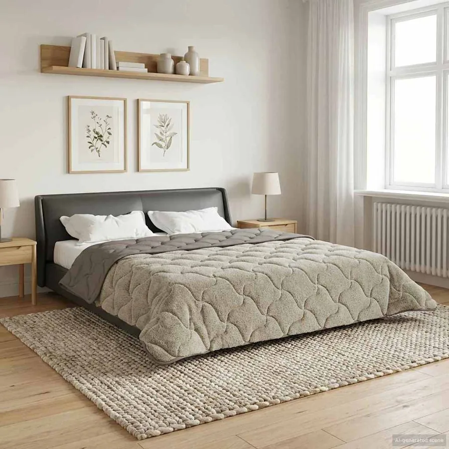 Duvet d'été simple Matelassé Gris clair 200 x 220 cm - 4