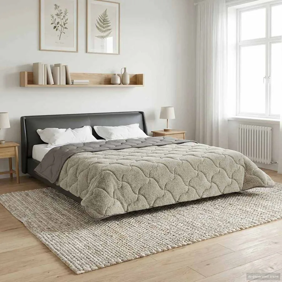 Duvet complet toute l'année Matelassé Gris clair 200 x 200 cm - 4