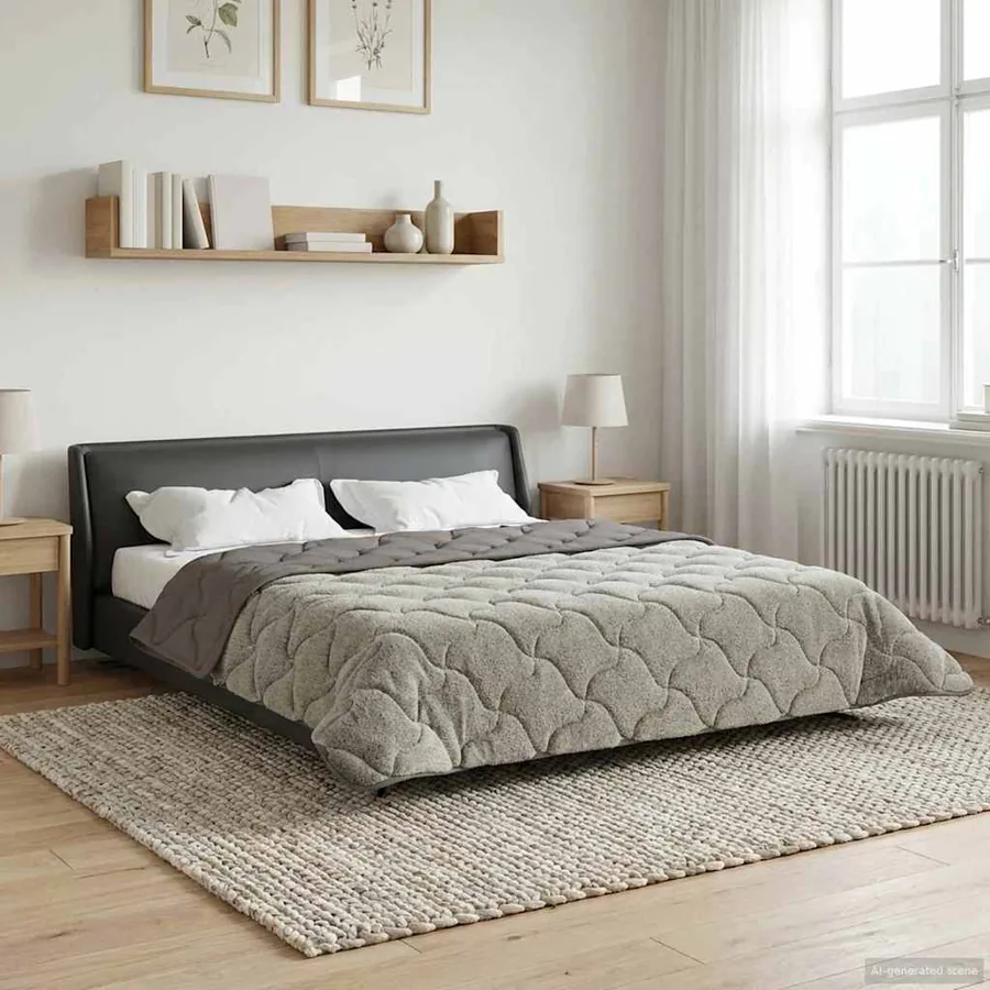 Duvet complet toute l'année Matelassé Gris clair 240 x 260 cm - 5