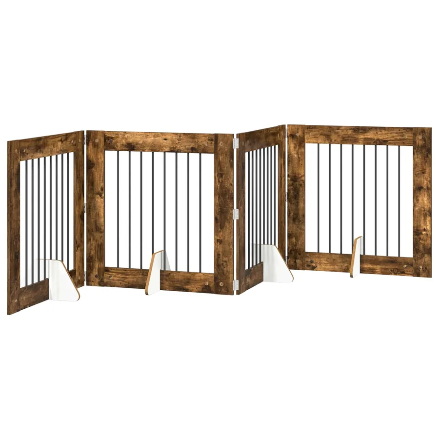 Porte de chien pliable avec supports 4 pcs Chêne fumé 321 cm - 2
