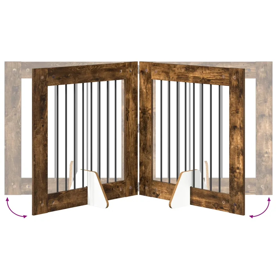 Porte de chien pliable avec supports 4 pcs Chêne fumé 321 cm - 6
