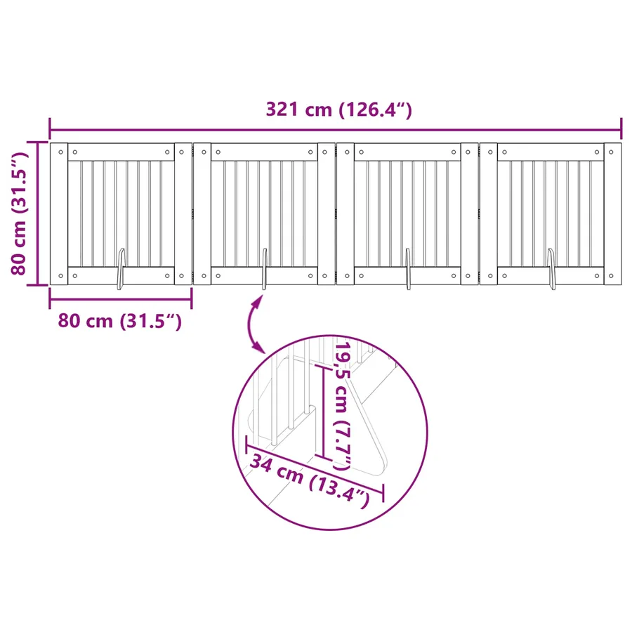 Porte de chien pliable avec supports 4 pcs Chêne fumé 321 cm - 9