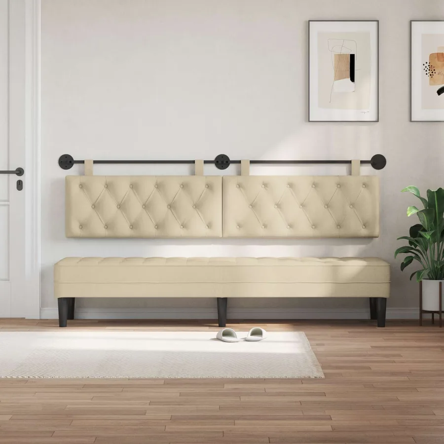 Tête de lit suspendue Crème Tissu - 3