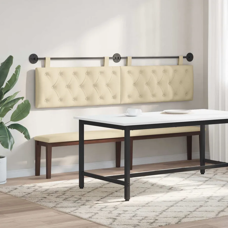 Tête de lit suspendue Crème Tissu - 4