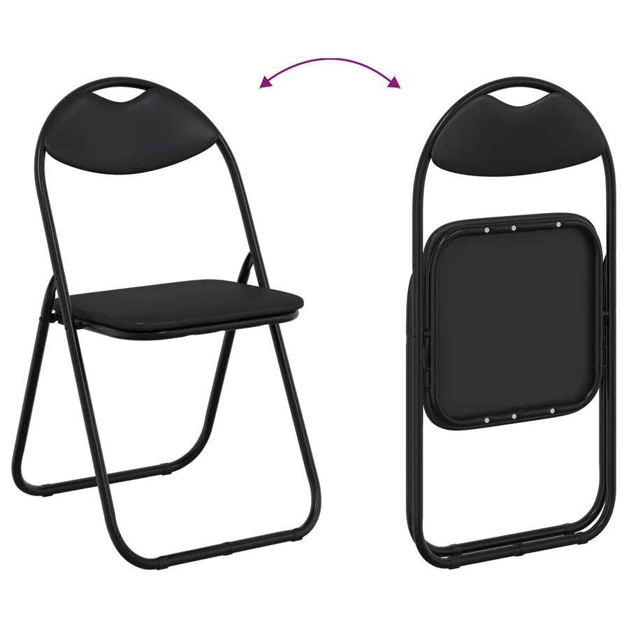 Chaise pliante 8 pcs Noir 48 x 43,5 x 81 cm Simili cuir - 11