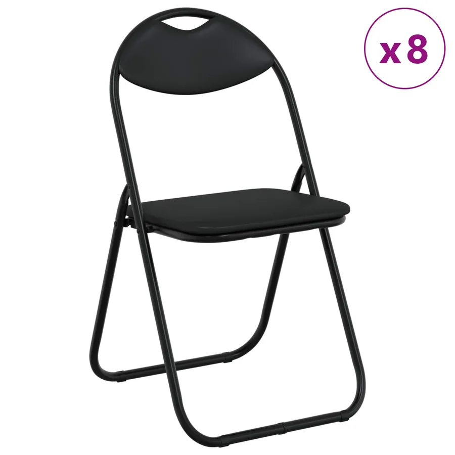 Chaise pliante 8 pcs Noir 48 x 43,5 x 81 cm Simili cuir - 3