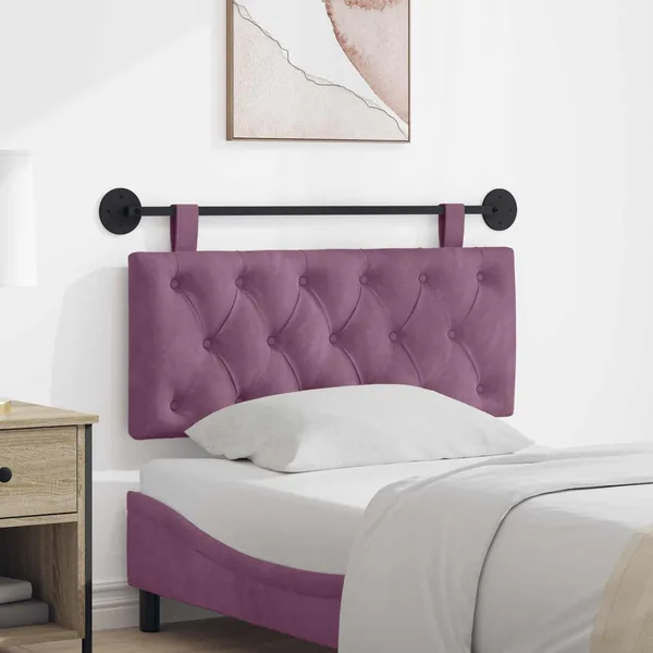 Tête de lit suspendue Avec lumière LED Pourpre Velours