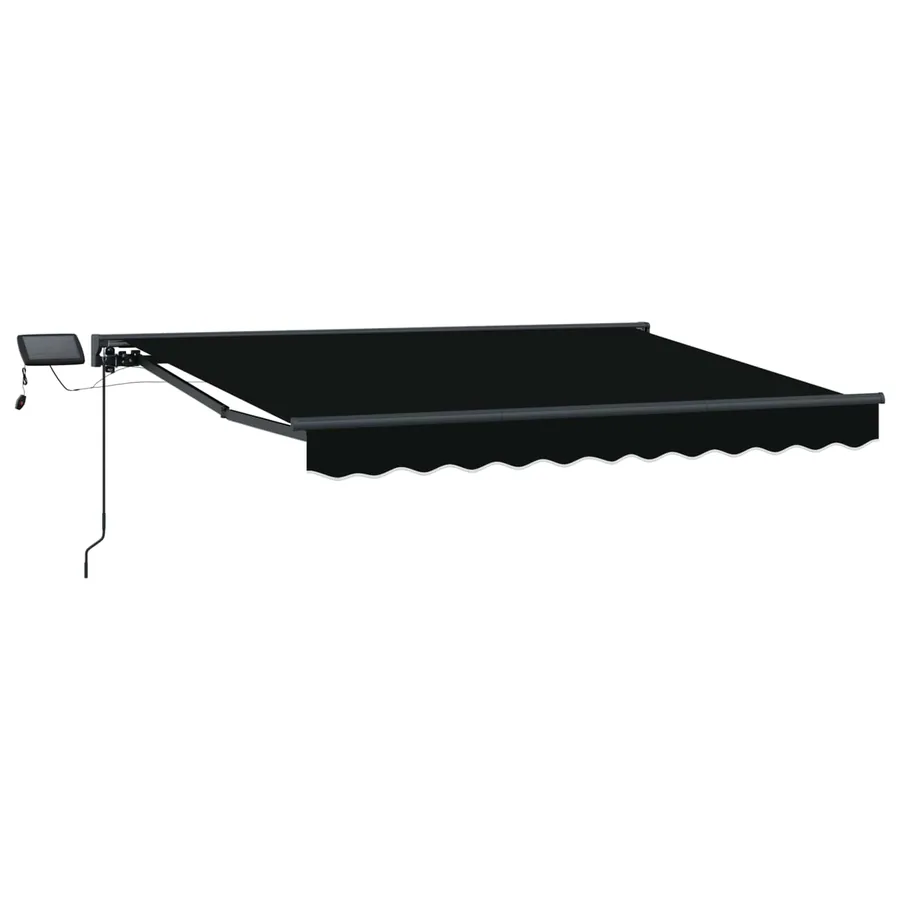 Cadre de store manuel avec LEDs Noir et anthracite 3,5 x 2,5 m - 2