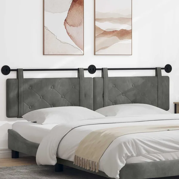 Tête de lit suspendue Gris foncé Velours