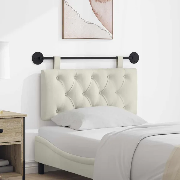 Tête de lit suspendue Avec lumière LED Crème Velours