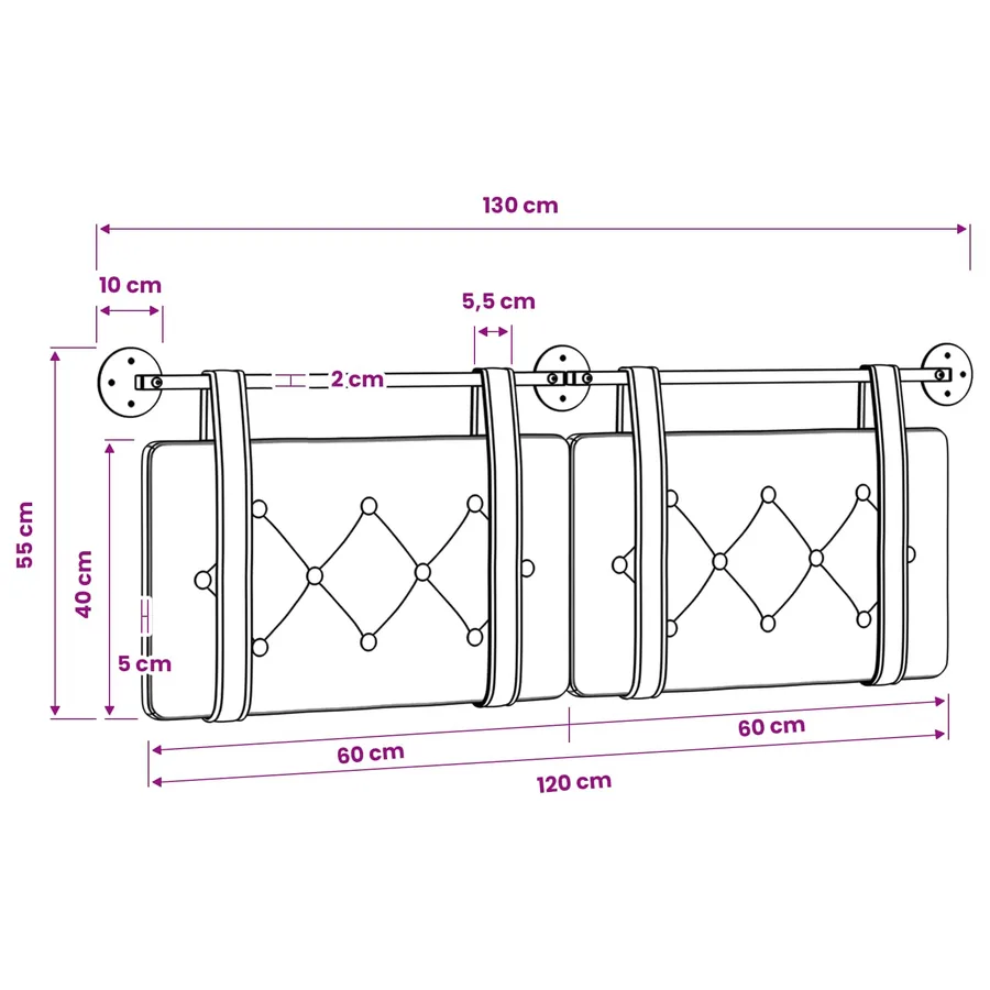 Tête de lit suspendue Cappuccino Simili cuir - 11