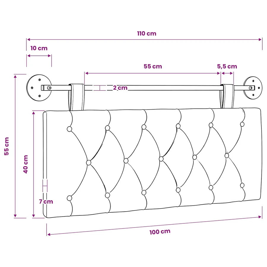 Tête de lit suspendue Blanc Tissu - 11