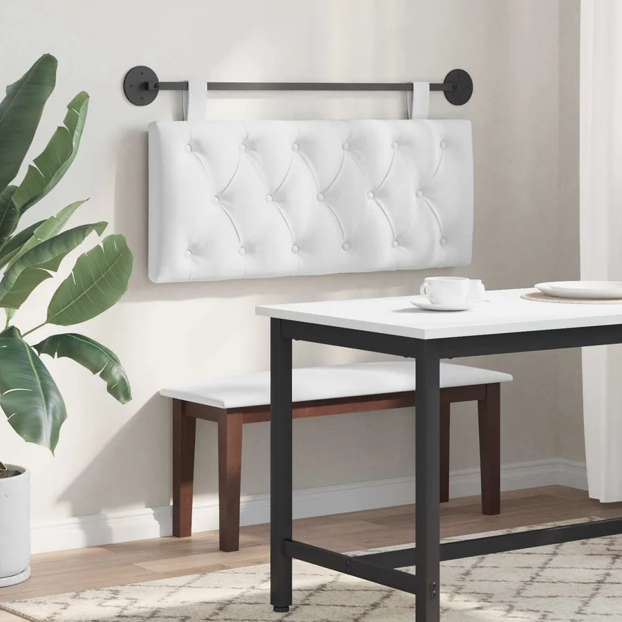 Tête de lit suspendue Blanc Tissu - 4