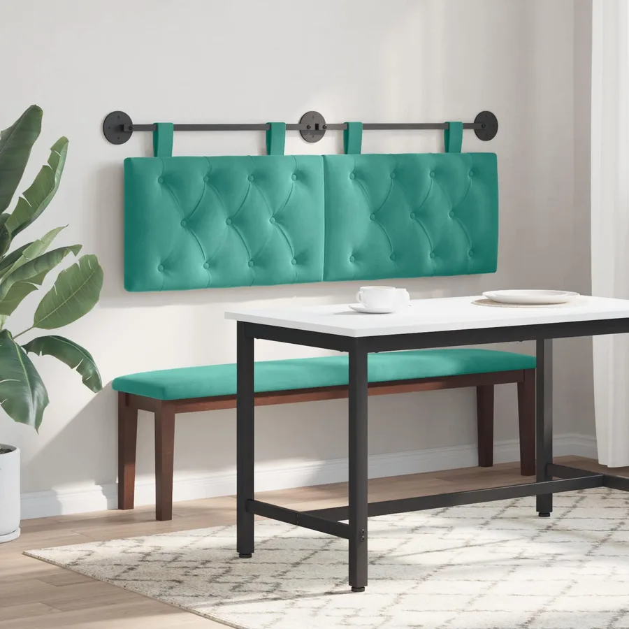 Tête de lit suspendue Avec lumière LED Turquoise Velours - 4