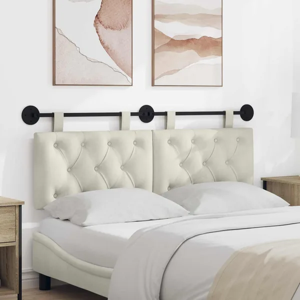 Tête de lit suspendue Avec lumière LED Crème Velours