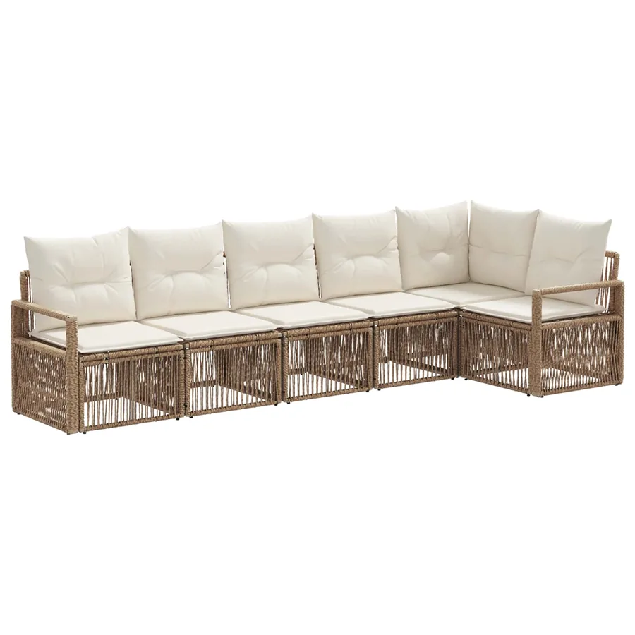 Ensemble de canapé de jardin 6 pcs Beige polyrotin - 2
