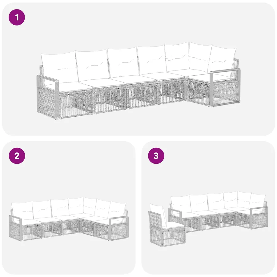 Ensemble de canapé de jardin 6 pcs Beige polyrotin - 6