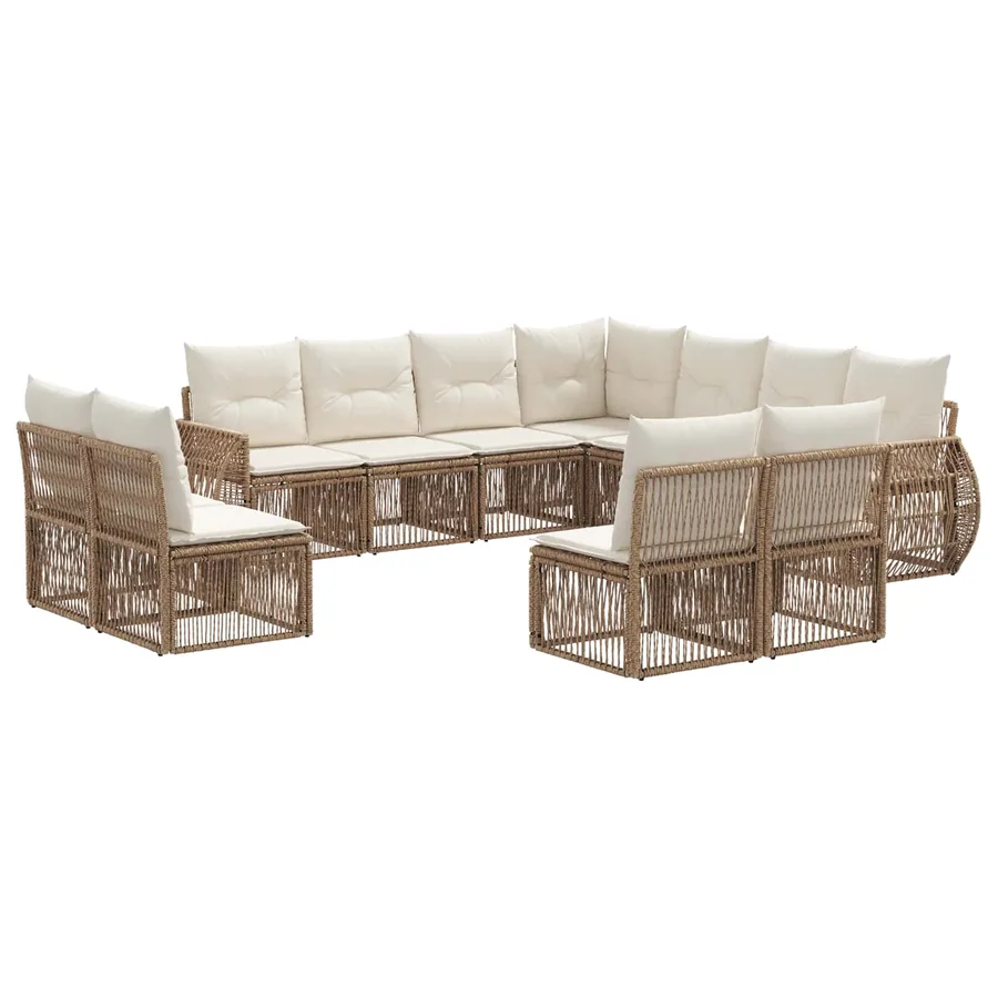 Ensemble de canapé de jardin 11 pcs Beige et blanc crème - 2