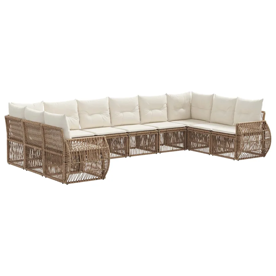 Ensemble de canapé de jardin 10 pcs Beige et blanc crème - 2