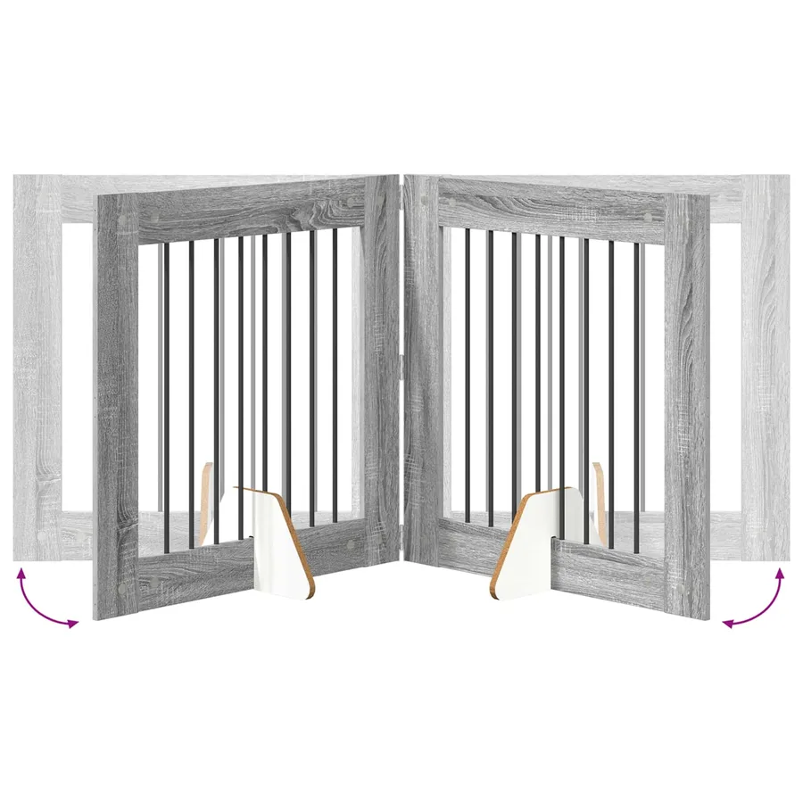 Porte de chien pliable avec supports 2 pcs Sonoma gris 160,5 cm - 7