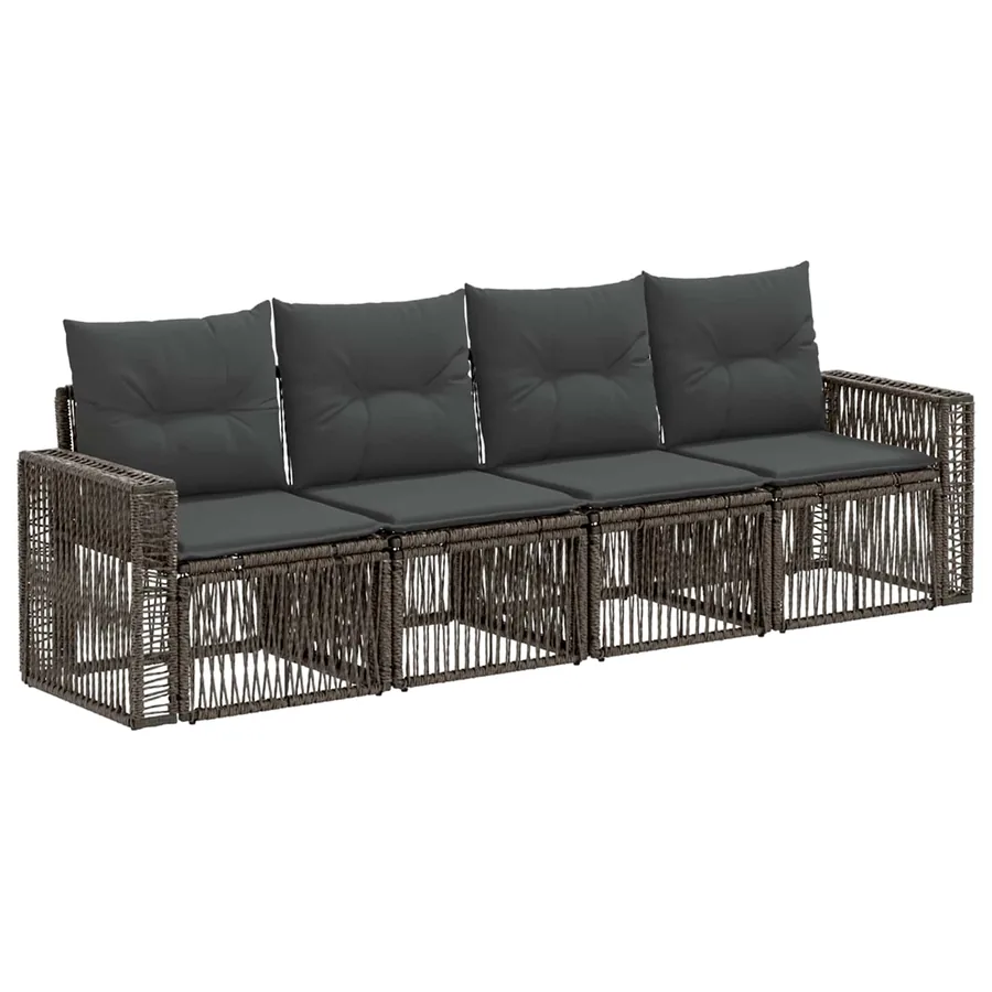 Ensemble de canapé de jardin 4 pcs Gris et Gris foncé polyrotin - 2