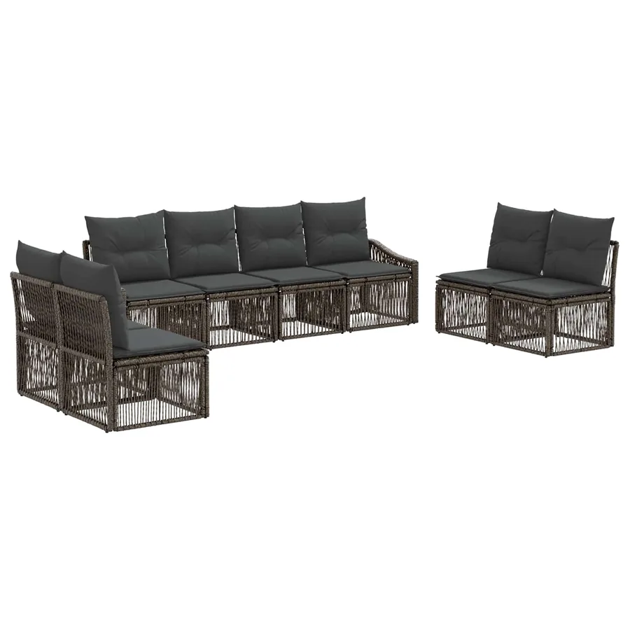 Ensemble de canapé de jardin 8 pcs Gris polyrotin - 2