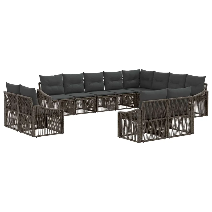 Ensemble de canapé de jardin 12 pcs Gris polyrotin - 2