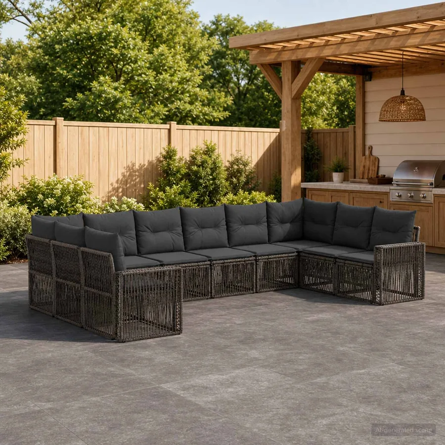 Ensemble de canapé de jardin 10 pcs Gris et Gris foncé