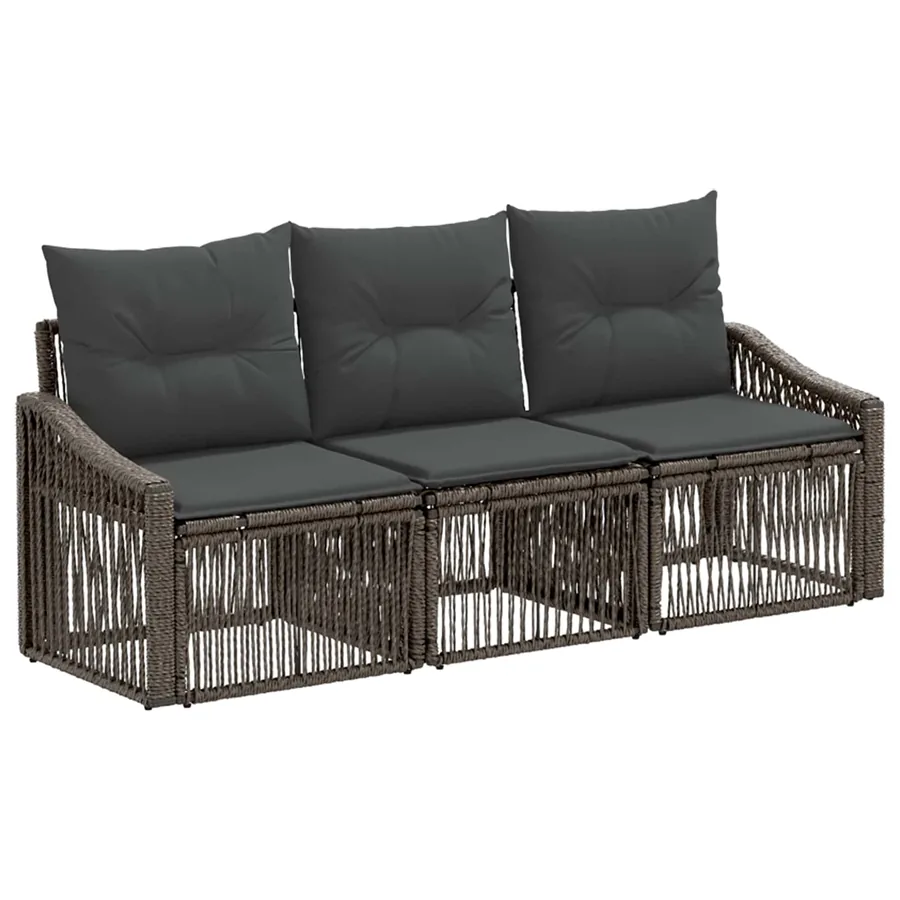 Ensemble de canapé de jardin 3 pcs Gris polyrotin