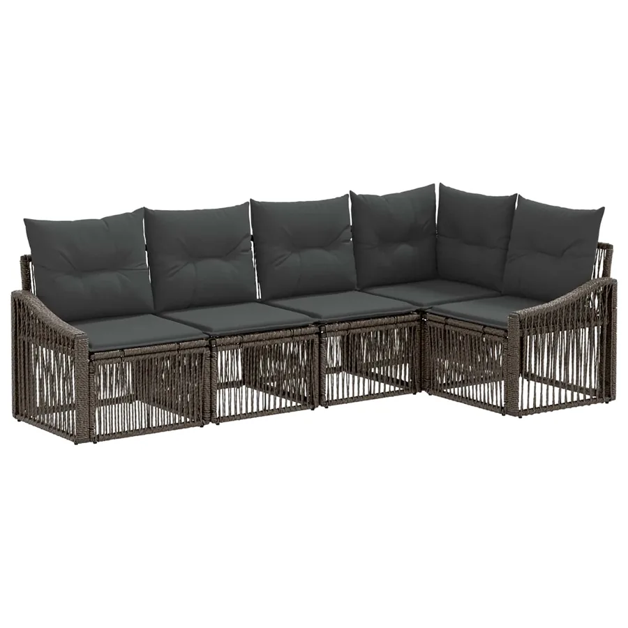 Ensemble de canapé de jardin 5 pcs Gris polyrotin - 2