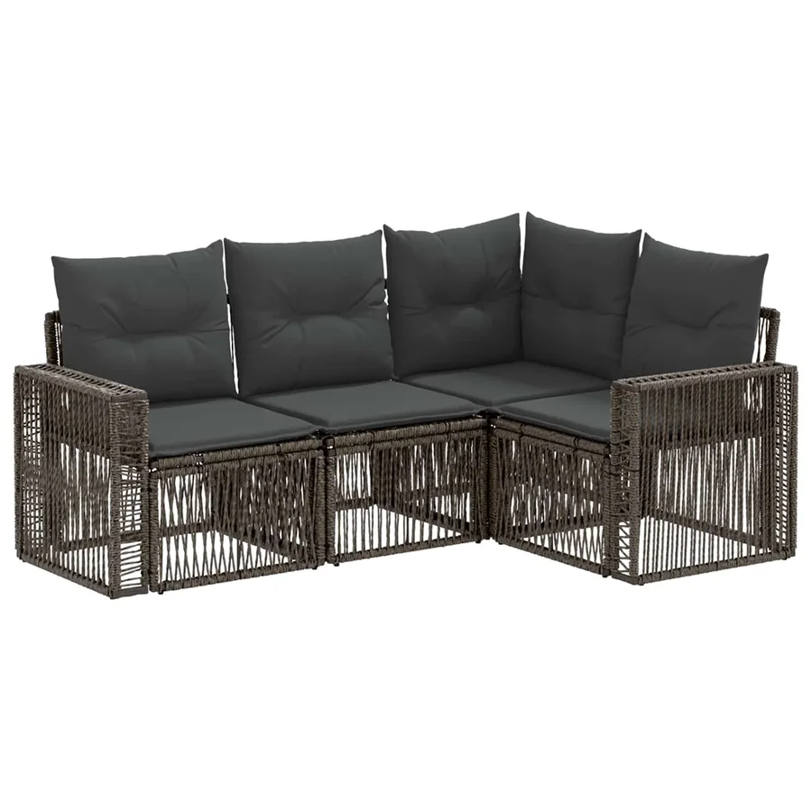 Ensemble de canapé de jardin 4 pcs Gris et Gris foncé polyrotin - 2
